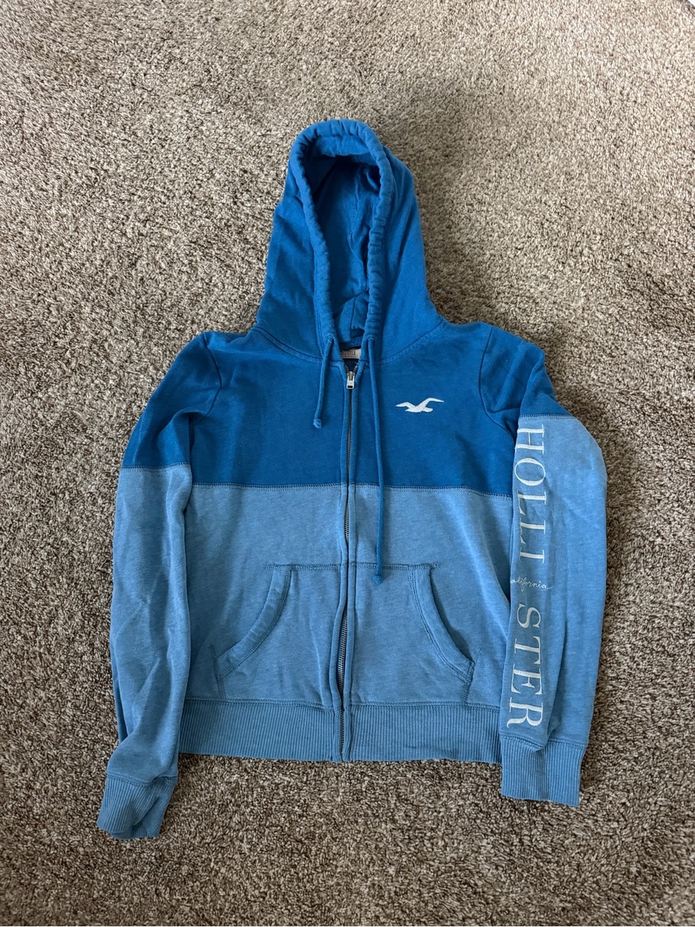 Hollister Two-Tone Blue Zip-Up Hoodie Women’s Small good condition
